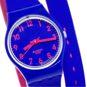 Swatch Biko Bloo Blue-Pink Double Wrap Watch LS115